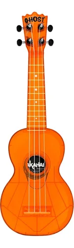 Ukulele Akahai Ghost Tangerine Soprano Acústico – Estilo Vibrante e Som de Qualidade