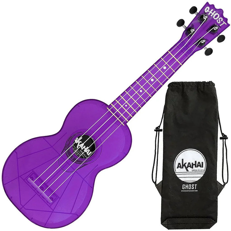 Ukulele Akahai Ghost Blackberry Soprano Acústico Transparente